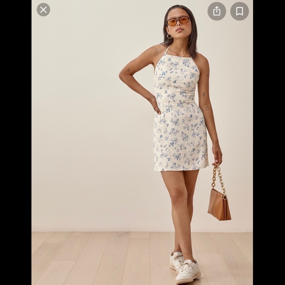 Reformation Lula Tasha Halterneck Woven Mini Dress. Size 0. P/65/A1647